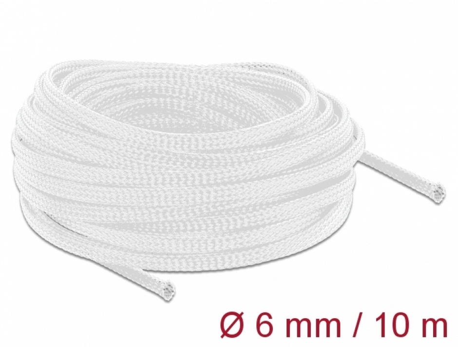Imagine Plasa pentru organizarea cablurilor 10m x 6mm alb, Delock 20693